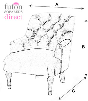 Kyoto Bianca Grey Linen Chair - Dimensions
