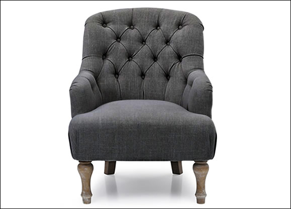 Kyoto Bianca Charcoal Linen Chair - Kyoto Bianca Charcoal Linen Chair - Front