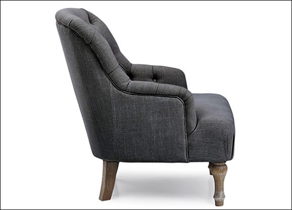 Kyoto Bianca Charcoal Linen Chair - Kyoto Bianca Charcoal Linen Chair - Side