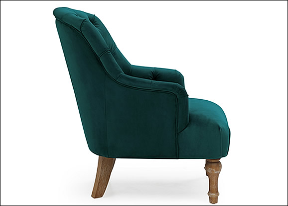 Kyoto Bianca Teal Velvet Chair - Kyoto Eve Grey Velvet Chair - Side